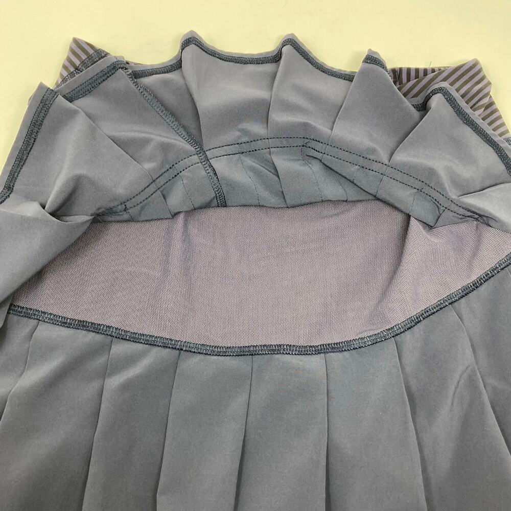 Lululemon Run Pace Setter Skirt Skort Ruffle Tennis Golf Sz 2 Stripe Cadet Blue - Picture 8 of 16